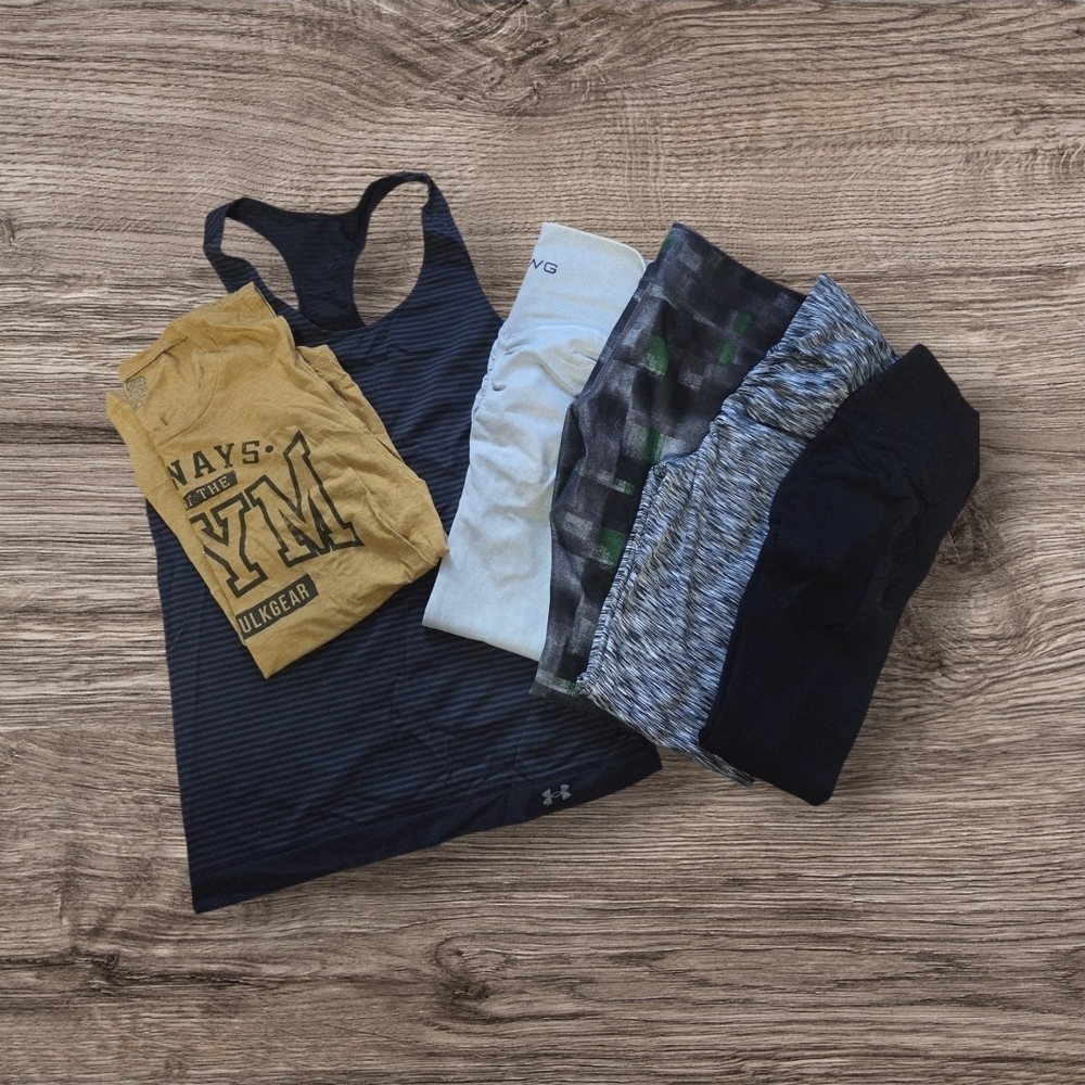 Under Armour Black and Gold Tank with Leggings Set
